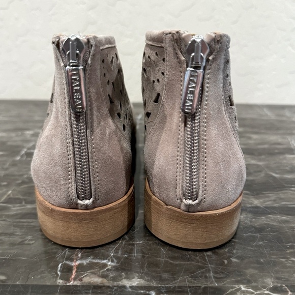 Italeau Floral Laser Cut Out Suede Booties - Picture 8 of 13